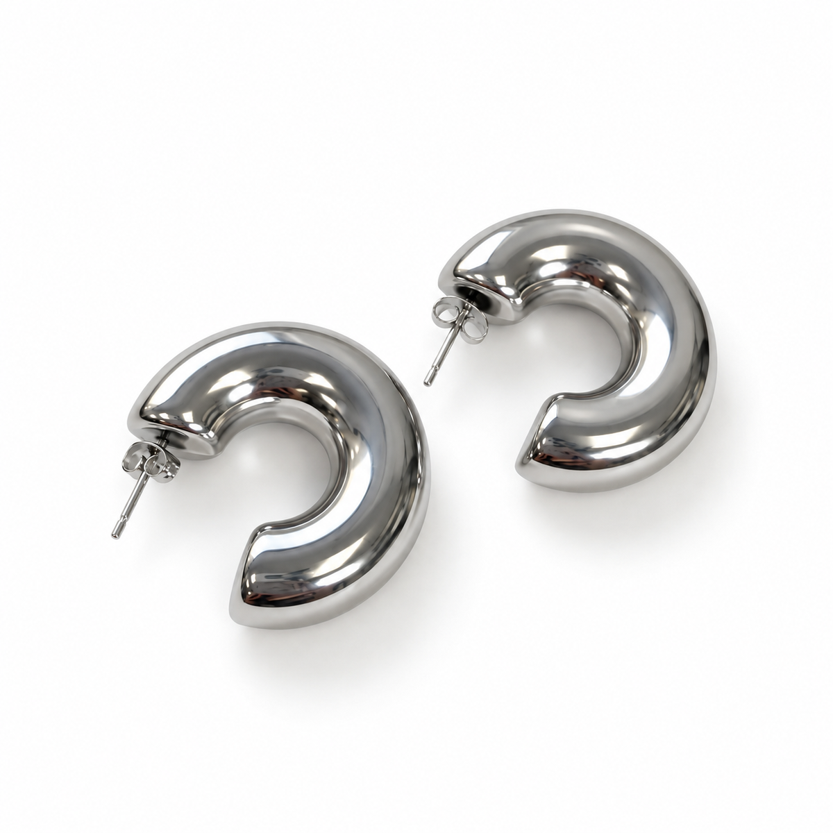 Bold Gold Hoops Silver  | Onix Accessories