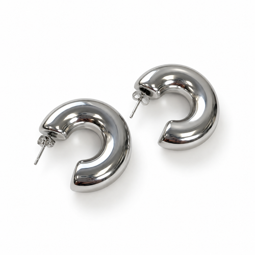 Bold Gold Hoops Silver  | Onix Accessories