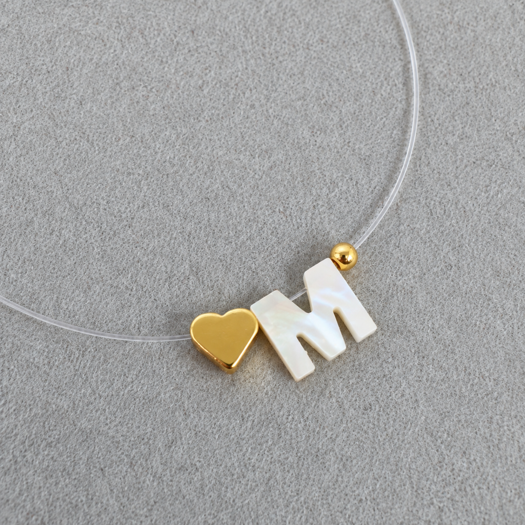 Invisible Mother-of-Pearl Initial Necklace  | Onix Accessories
