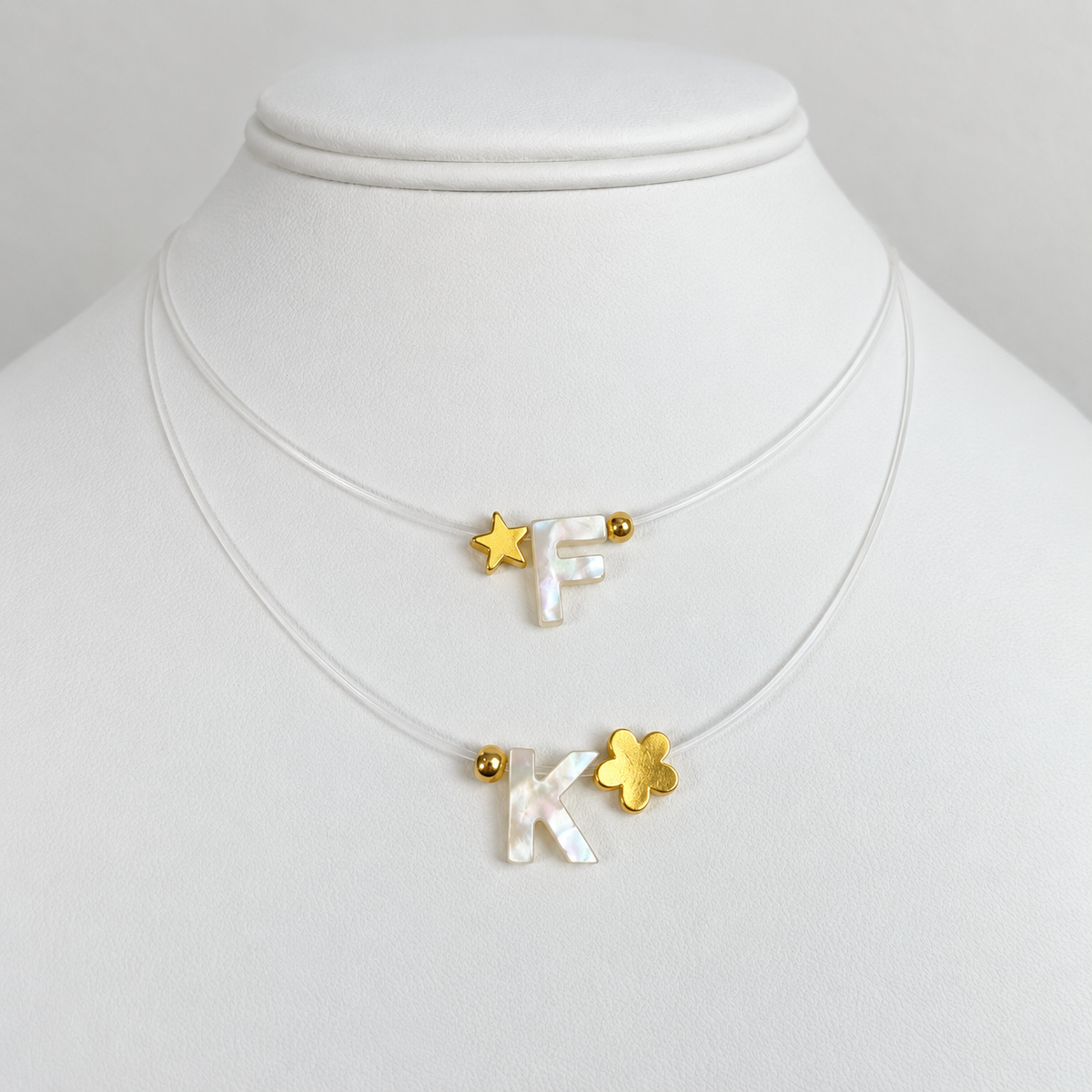 Invisible Mother-of-Pearl Initial Necklace 0 | Onix Accessories